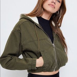 PacSun cropped olive bomber jacket